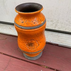 + Vintage Orange Pottery Vase +